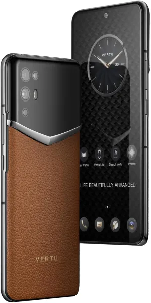 iVERTU Calfskin 5G Phone, Unlocked Smartphone, Secure Encrypted, 64MP Camera, 12 512G, 120Hz FHD (1080 * 2400) OLED Display, Dual SIM, Fast Charge (Ochre Brown)