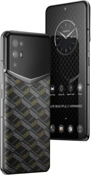 iVERTU Old Style Calfskin 5G Phone, Unlocked Smartphone, Secure Encrypted, 64MP Camera, 12 512G, 120Hz FHD (1080 * 2400) OLED Display, Dual SIM, Fast Charge (Black&Gold)