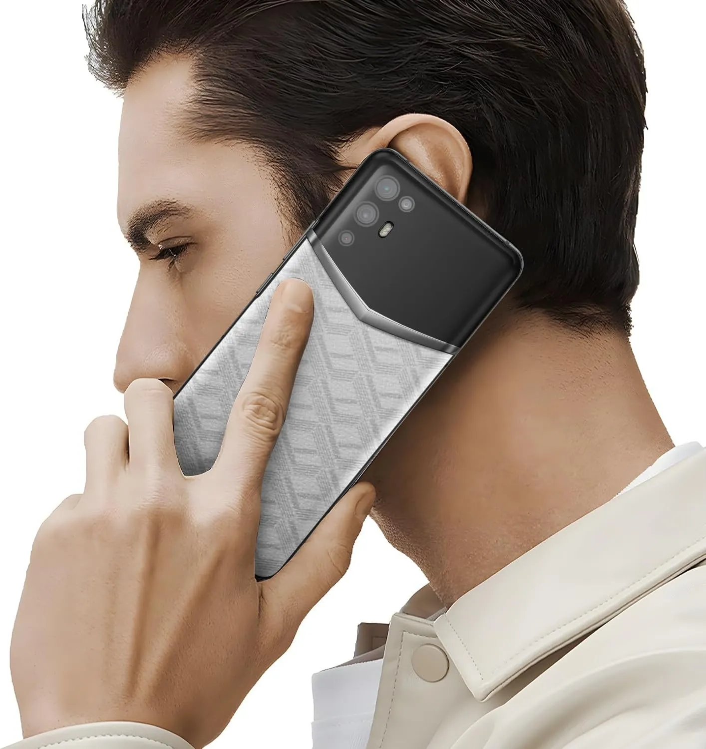 iVERTU Old Style Calfskin 5G Phone, Unlocked Smartphone, Secure Encrypted, 64MP Camera, 12 512G, 120Hz FHD (1080 * 2400) OLED Display, Dual SIM, Fast Charge (White)