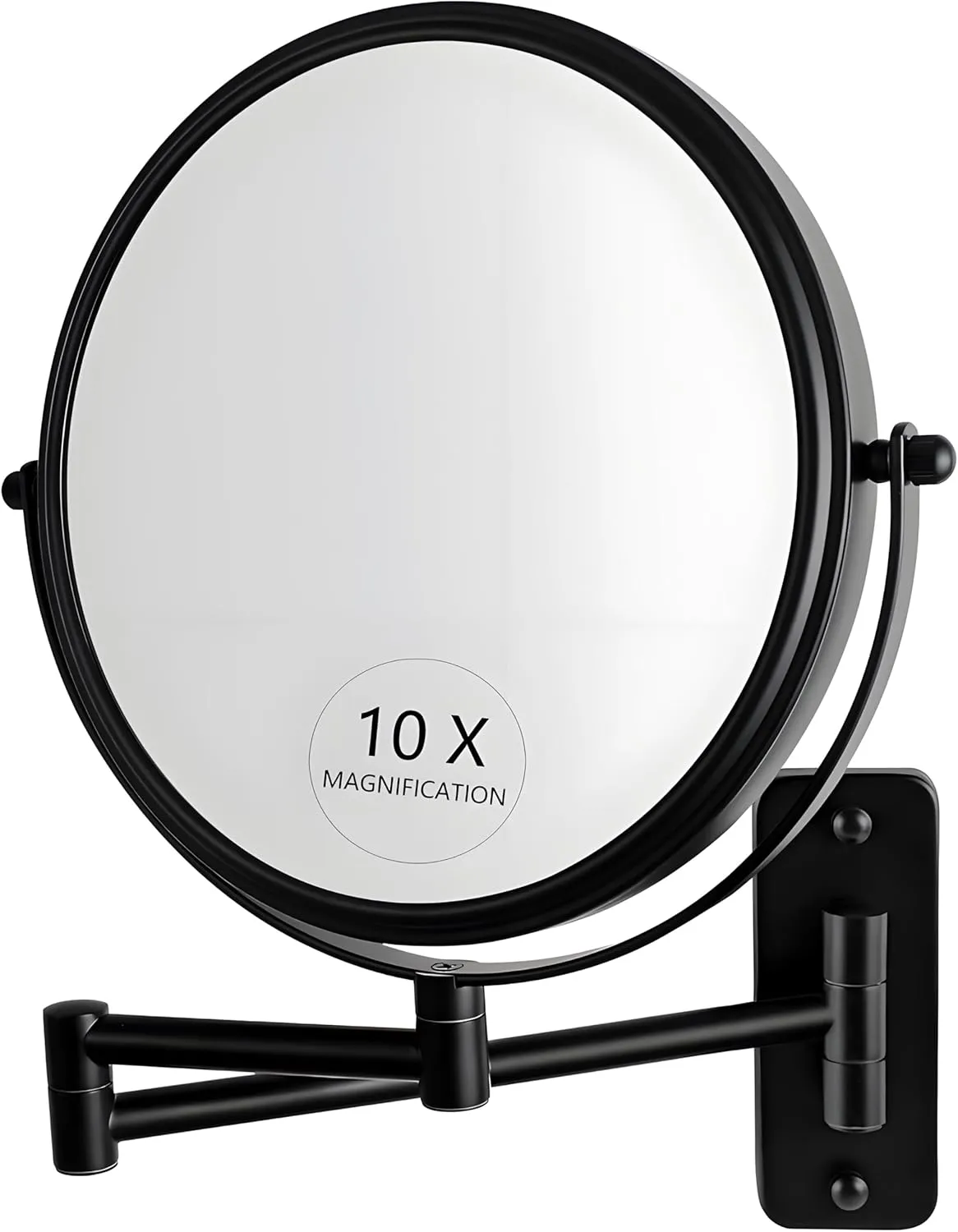 JANEEVA 8" Wall Mounted Makeup Mirror, 1X/10X Magnifying Mirror with 360° Extendable Arm, Double Sided Bathroom Vanity Mirror for Man & Woman (Matte Black)