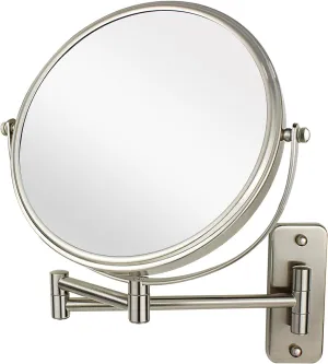 JANEEVA 8" Wall Mounted Makeup Mirror, 1X/10X Magnifying Mirror with 360° Extendable Arm Mirror for Bathroom-Double Sided Vanity Mirror for Man & Woman (Brushed Nickel)