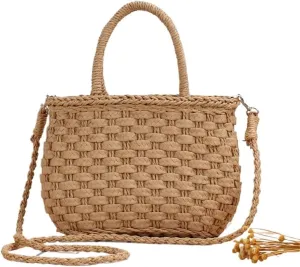 Japan and South Korea Stripe Cylinder Shoulder Bag Paper Woven Bag Beach Holiday Casual Bag