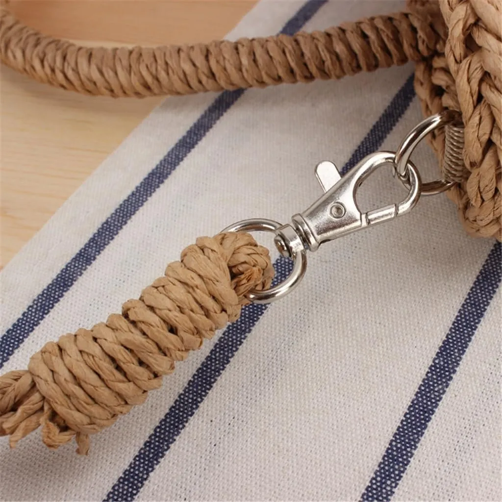Japan and South Korea Stripe Cylinder Shoulder Bag Paper Woven Bag Beach Holiday Casual Bag