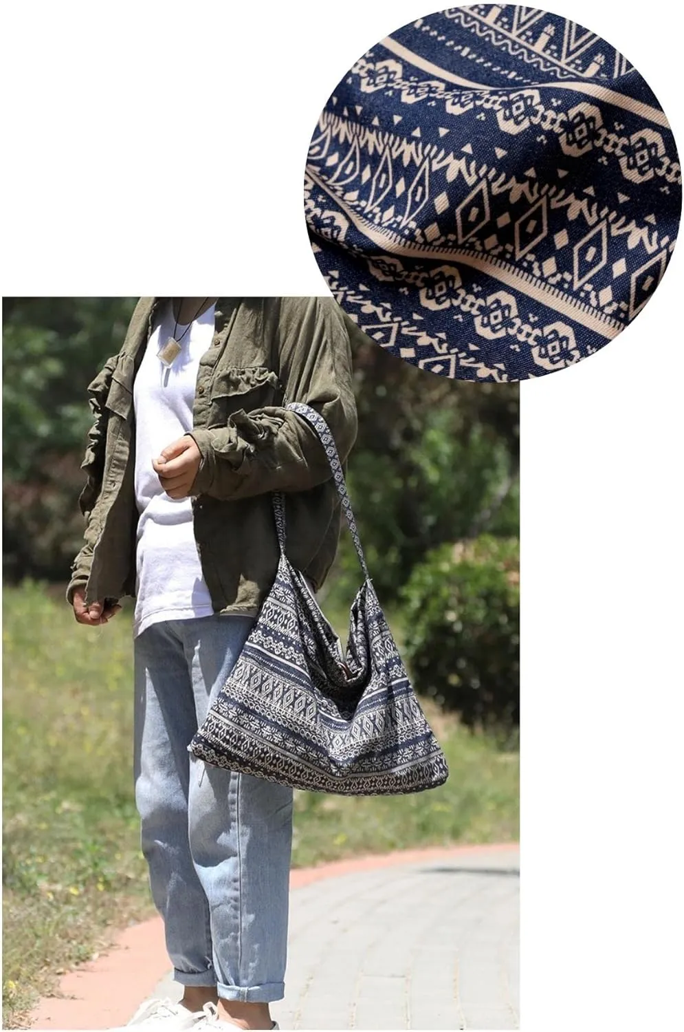 Jeelow Large Capacity Canvas Tote Bag Wide Straps Durable Shoulder Handbag for Women Daily Use Travel Shopping
