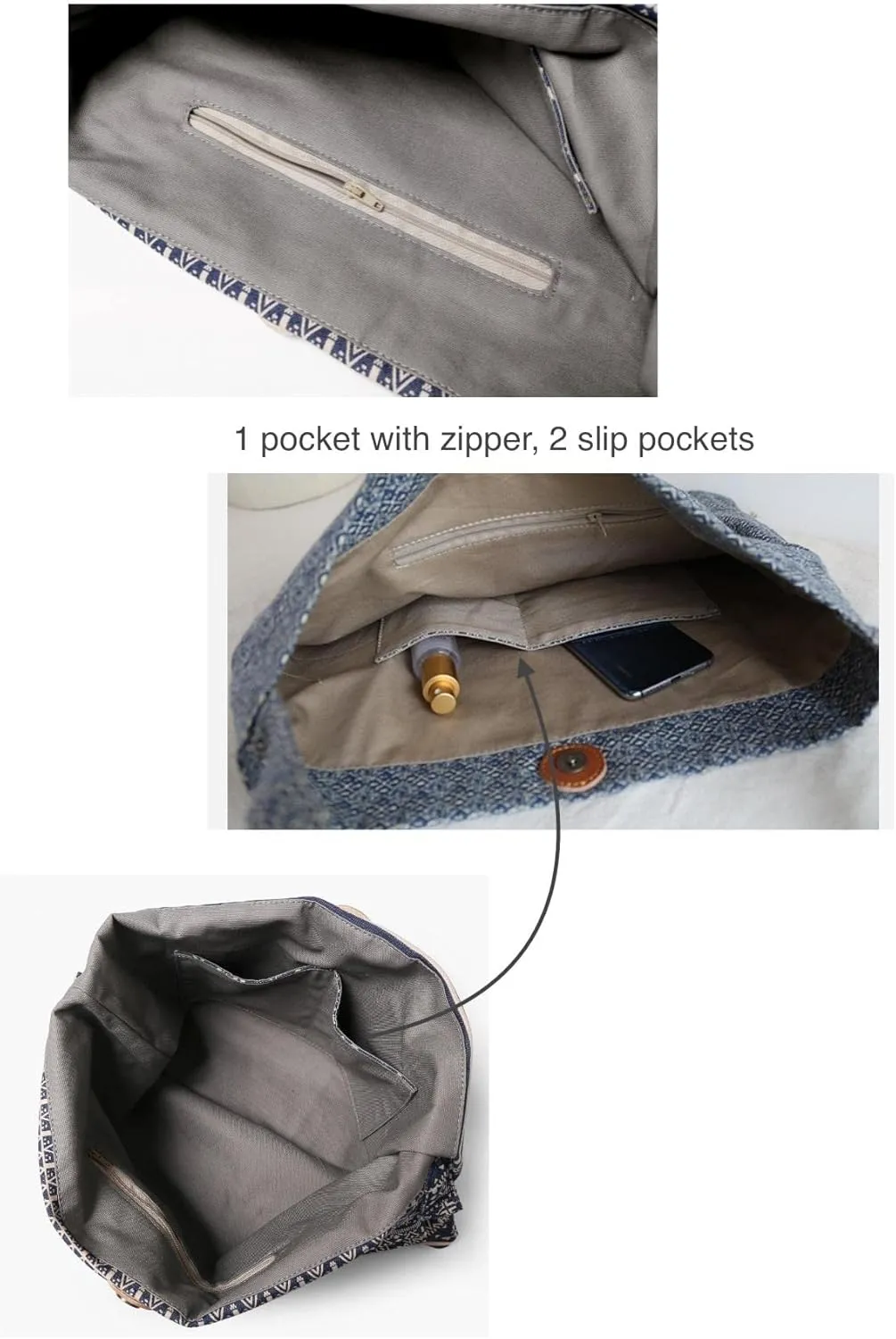 Jeelow Large Capacity Canvas Tote Bag Wide Straps Durable Shoulder Handbag for Women Daily Use Travel Shopping