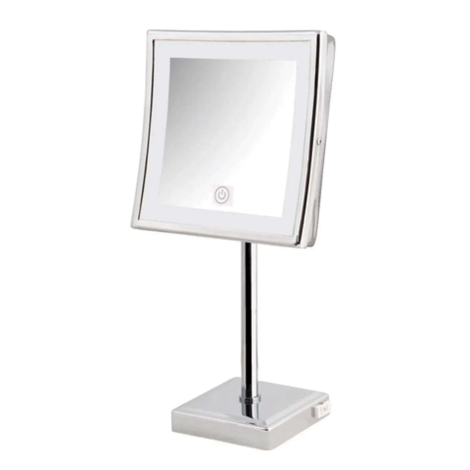 JERDON Lighted Tabletop Makeup Mirror - Makeup Mirror with 5X Magnification in Chrome Finish - 8-inch by 8-inch Vanity Mirror with Variable Lighting- Model JRT880CL