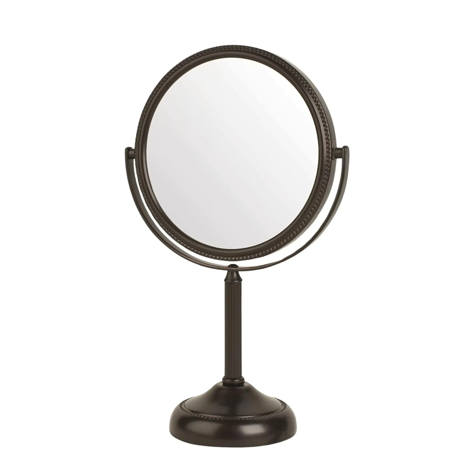JERDON Two-Sided Tabletop Makeup Vanity Mirror - 10X-1X Magnification & Swivel Design - 6-Inch Diameter Portable Mirror - Bronze Finish - Model JP910BZP