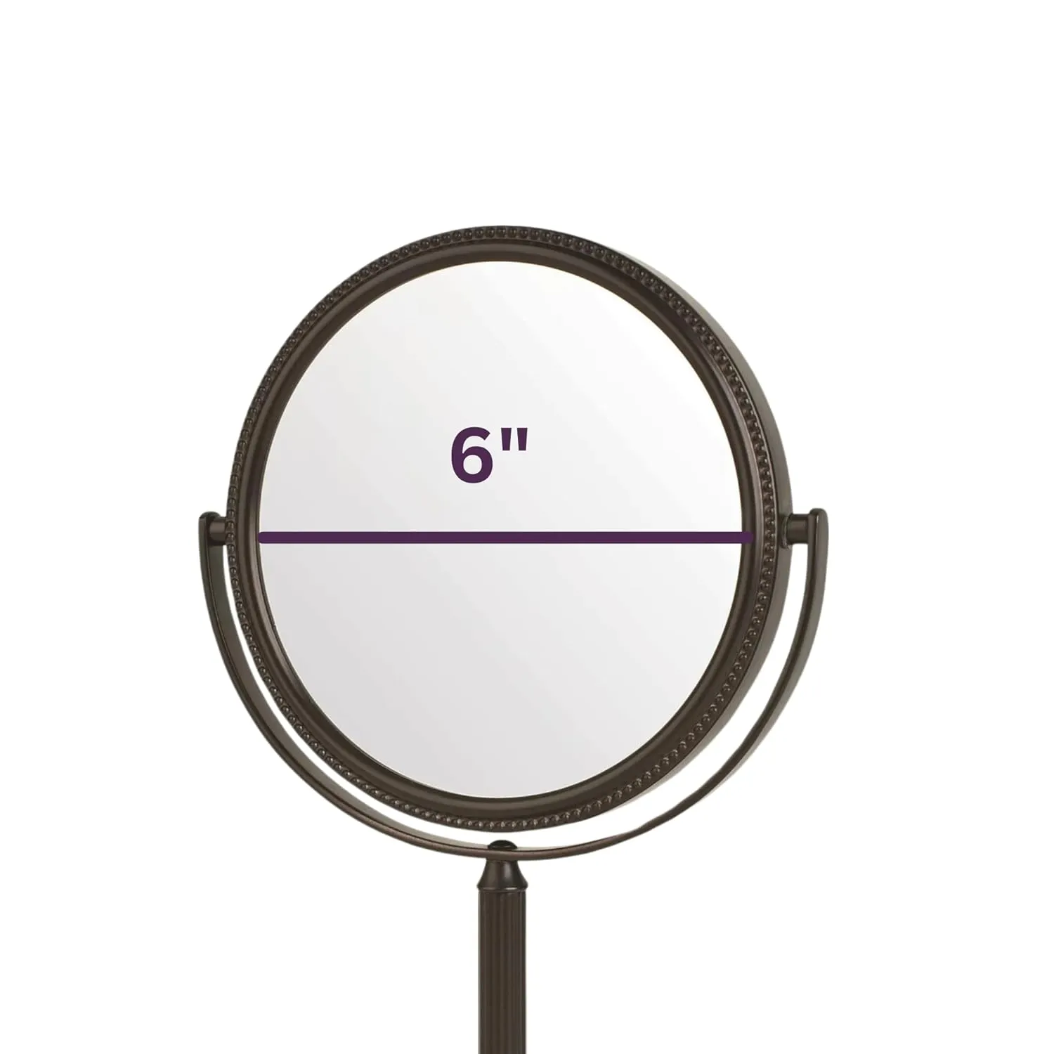 JERDON Two-Sided Tabletop Makeup Vanity Mirror - 10X-1X Magnification & Swivel Design - 6-Inch Diameter Portable Mirror - Bronze Finish - Model JP910BZP