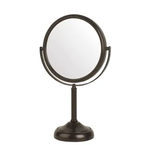 JERDON Two-Sided Tabletop Makeup Vanity Mirror - 10X-1X Magnification & Swivel Design - 6-Inch Diameter Portable Mirror - Bronze Finish - Model JP910BZP