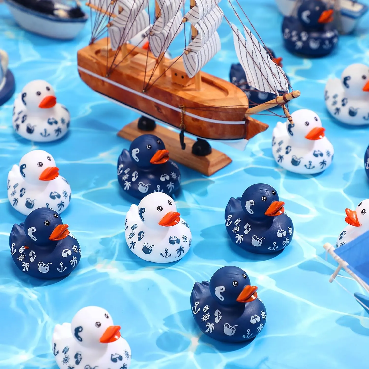 Jerify 120 Pcs Cruise Ships Sailing Ducks 2 Inch Summer Beach Rubber Ducks Bulk Cruise Ship Toys for Carnival Party Birthday Gifts Classroom Incentives and Bath Pool Activity