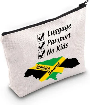 JNIAP Jamaica Gift Jamaican Vacation Travel Makeup Bag Jamaica Color Gift For Women Jamaican Travel Cosmetic Bag Toiletry Zipper Pouch Jamaica Souvenirs For Women Luggage Passport Jamaica Bound Bag