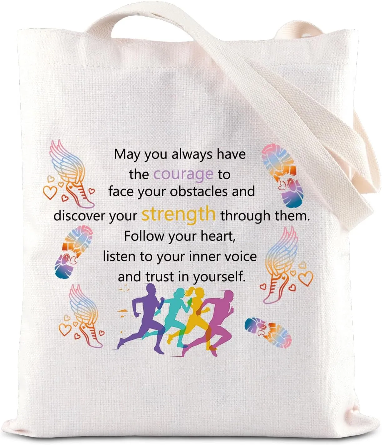 JNIAP Running Lover Cosmetic Bag Marathon Runner Gift Cross Country Track Makeup Pouch Track And Field Coach Teams Gift (Run Tote)