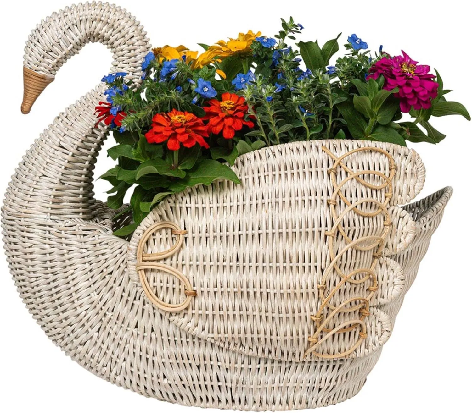 Juliska Provence Rattan Swan Basket - Whitewash