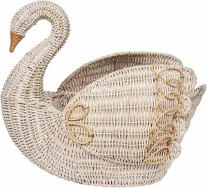 Juliska Provence Rattan Swan Basket - Whitewash