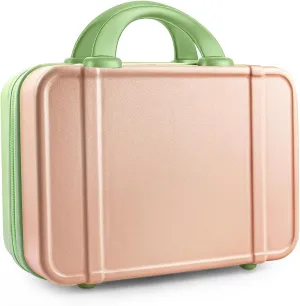 JZRSuitcase 13 Inch Hard Shell Portable Makeup Case Travel Cosmetic Organizer with Elastic Bands, Mini Carry-On ABS Toiletry Bag for Women