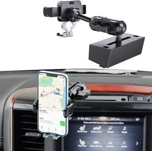 Kaishengyuan Upgraded Metal Phone Mount for Ram Truck 2019 , Dash Mount Cell Phone Holder Compatible with Dodge RAM 1500/2500/3500 & TRX, 360° Adjustable Adapter Phone Stand Fit for Most Smartphones
