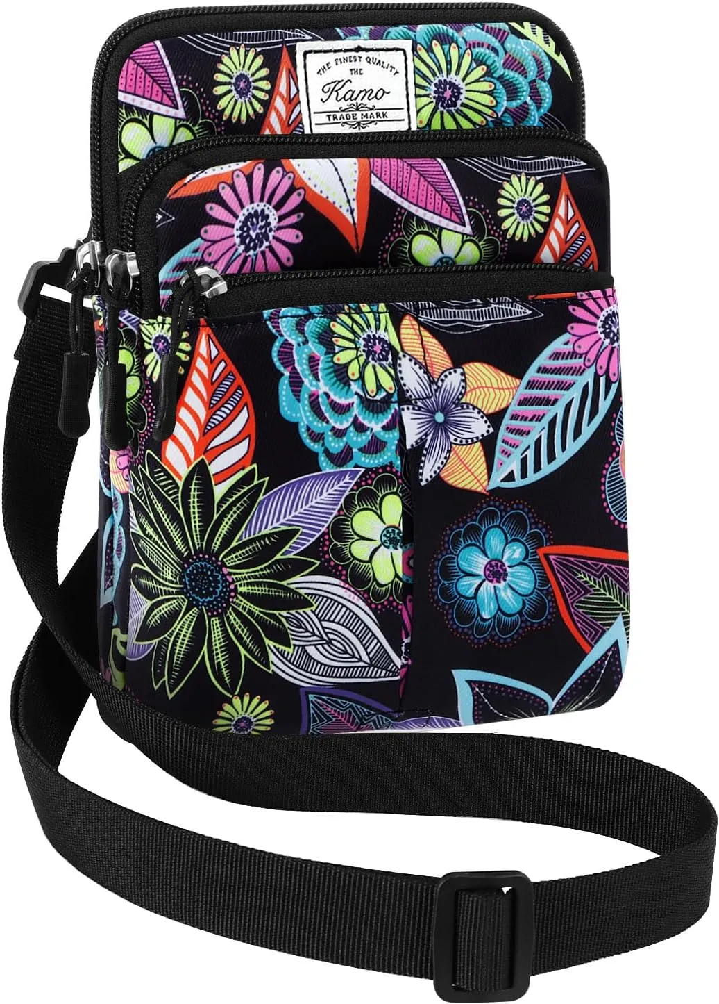 KAMO Multifunction Phone Bag - One Shoulder Waist Diagonal Cross Triple Zip Hipster Crossbody Purse for Women & Men - Outdoor Smart Phone Case