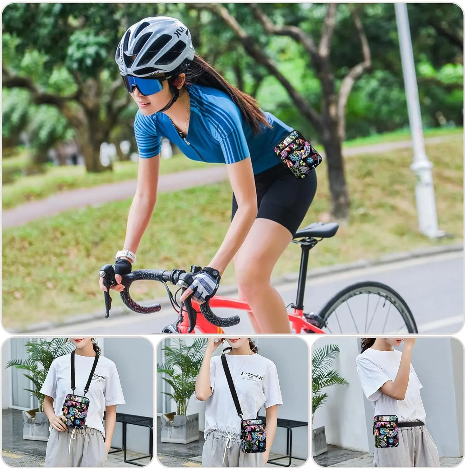 KAMO Multifunction Phone Bag - One Shoulder Waist Diagonal Cross Triple Zip Hipster Crossbody Purse for Women & Men - Outdoor Smart Phone Case