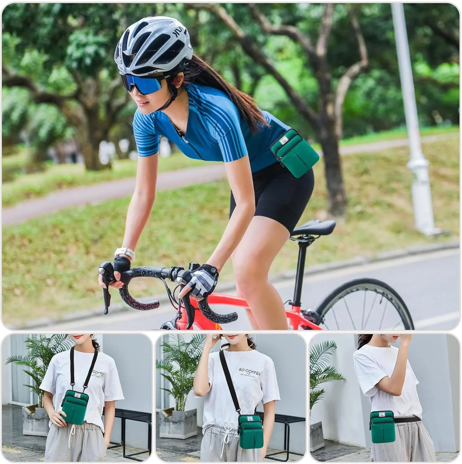 KAMO Multifunction Phone Waist Bag - Diagonal Cross Body Smart Phone Case Outdoor Bag with Triple Zip for Women & Men