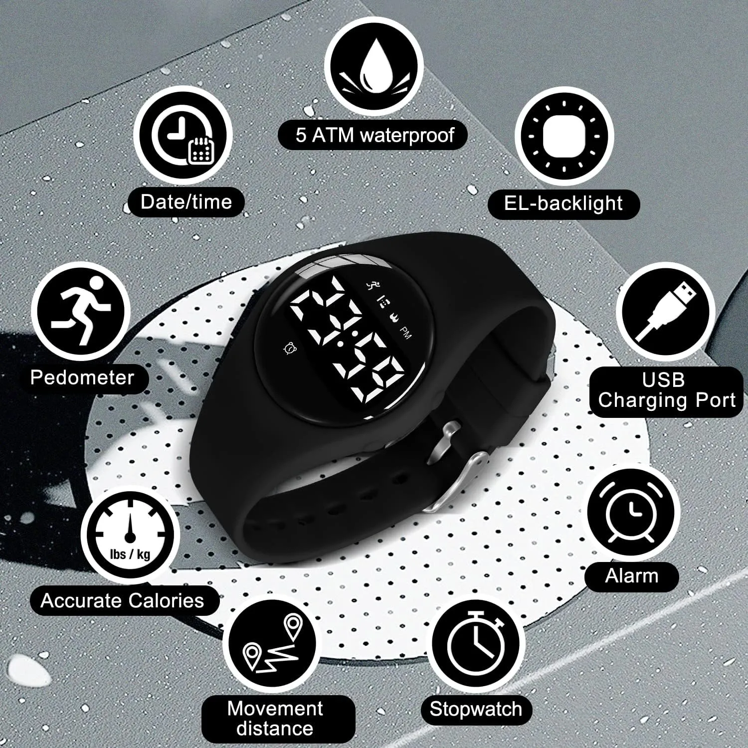 Kids Watches for Girls Boys Digital Sport Watch with Step Counter Pedometer Vibration Alarm Clock, No App Waterproof Fitness Tracker Kids Watch Boys Girls Teens Students Ages 5-16