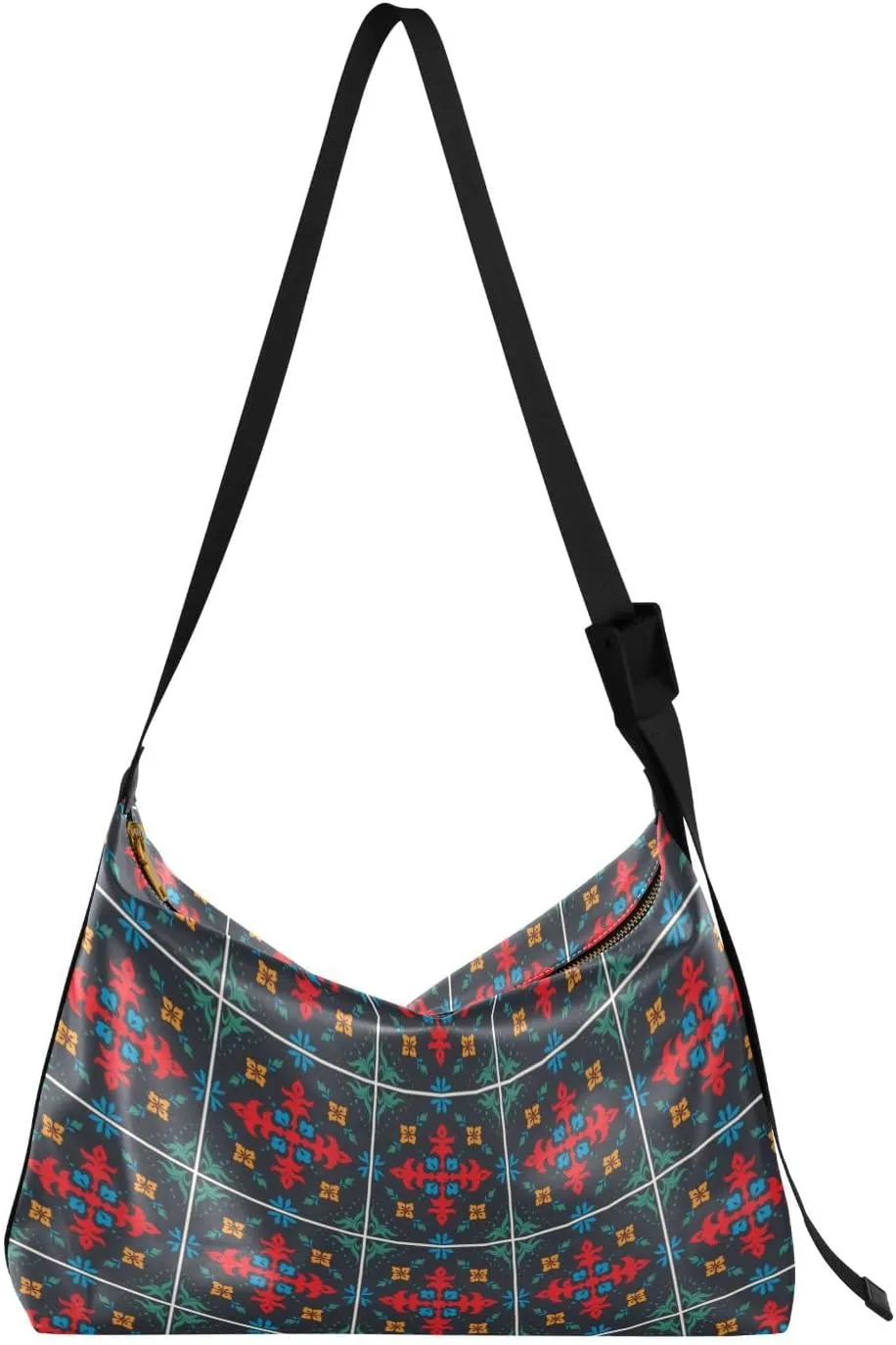 Kigai Dark Red Talavera Ceramic Crossbody Bag Hobo Handbag Purse Fashion PU Leather Shoulder Bags for Women