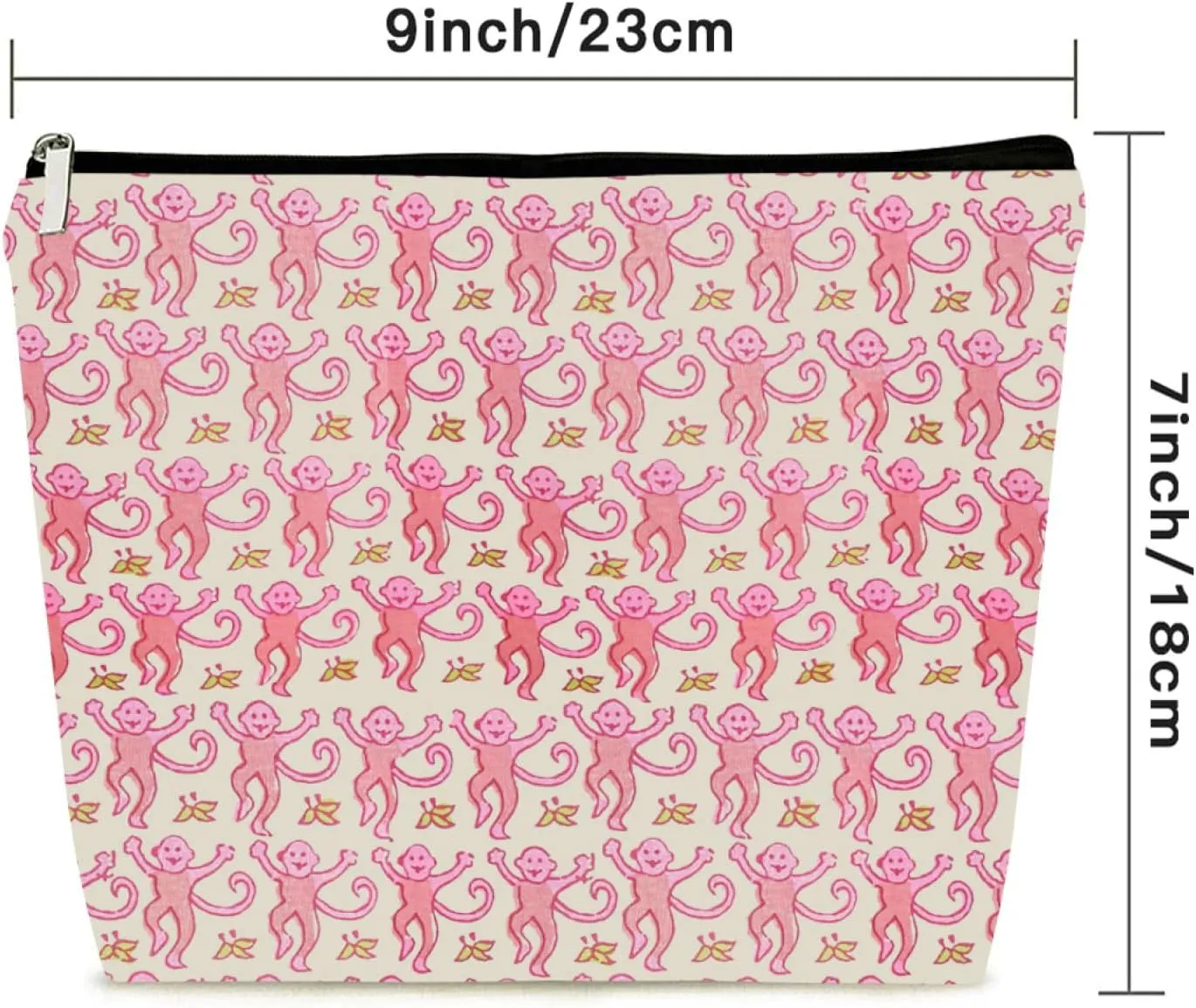 KNoRRS Chic Pink Preppy Makeup Bag - Elegant Zipper Pouch for Travel & Toiletries, Ideal Gift for Teen Girls & Roller Monkey Rabbit Lovers