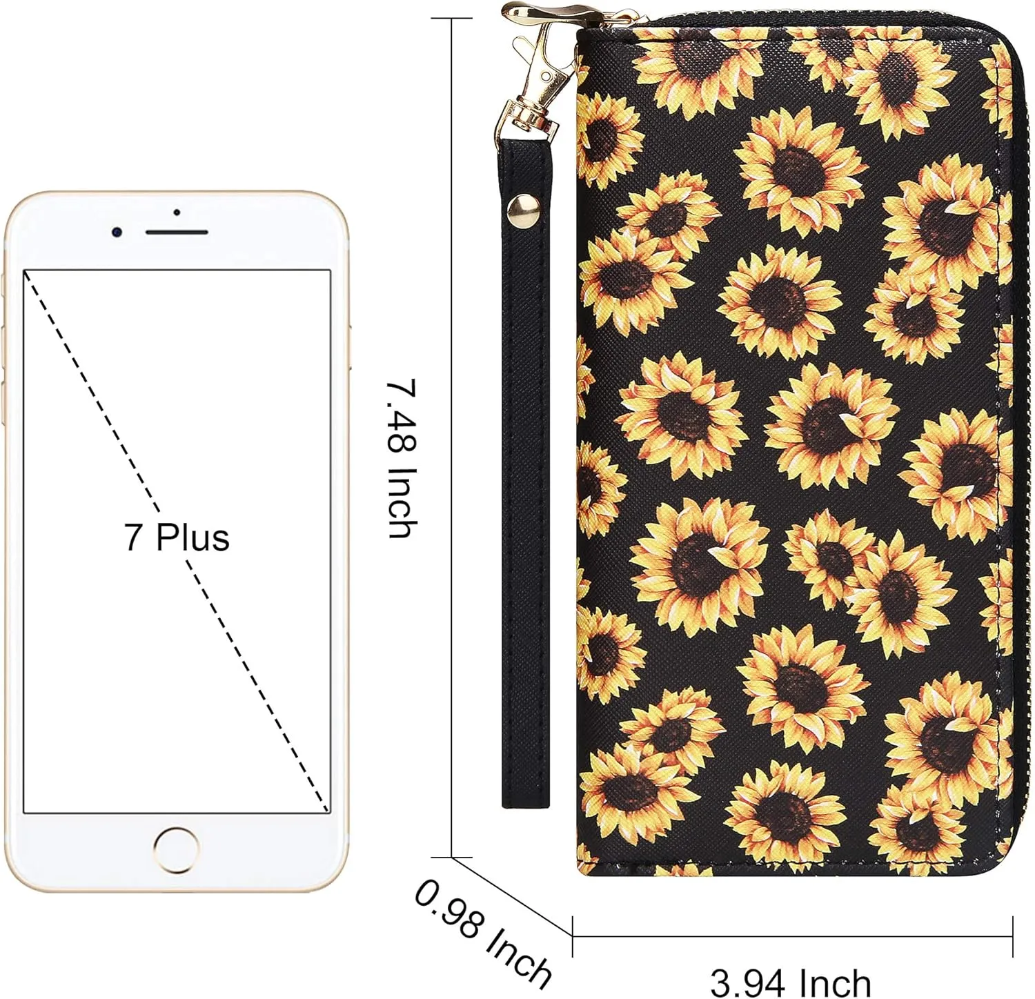 KUKOO Women’s Printed Zip Around Wallet Phone Clutch Purse Card Holder Organizer