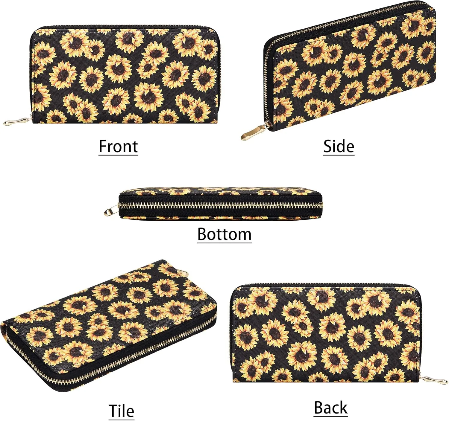 KUKOO Women’s Printed Zip Around Wallet Phone Clutch Purse Card Holder Organizer