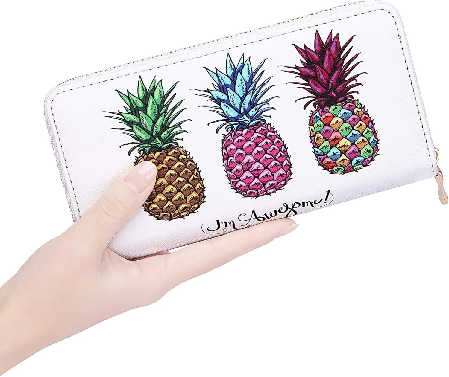 KUKOO Women’s Printed Zip Around Wallet Phone Clutch Purse Card Holder Organizer