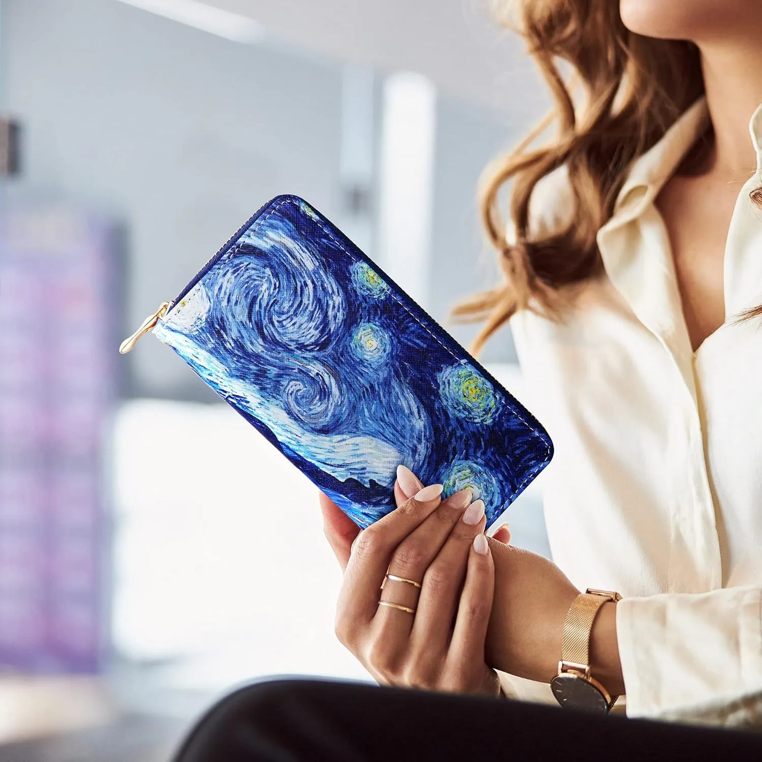 KUKOO Women’s Printed Zip Around Wallet Phone Clutch Purse Card Holder Organizer
