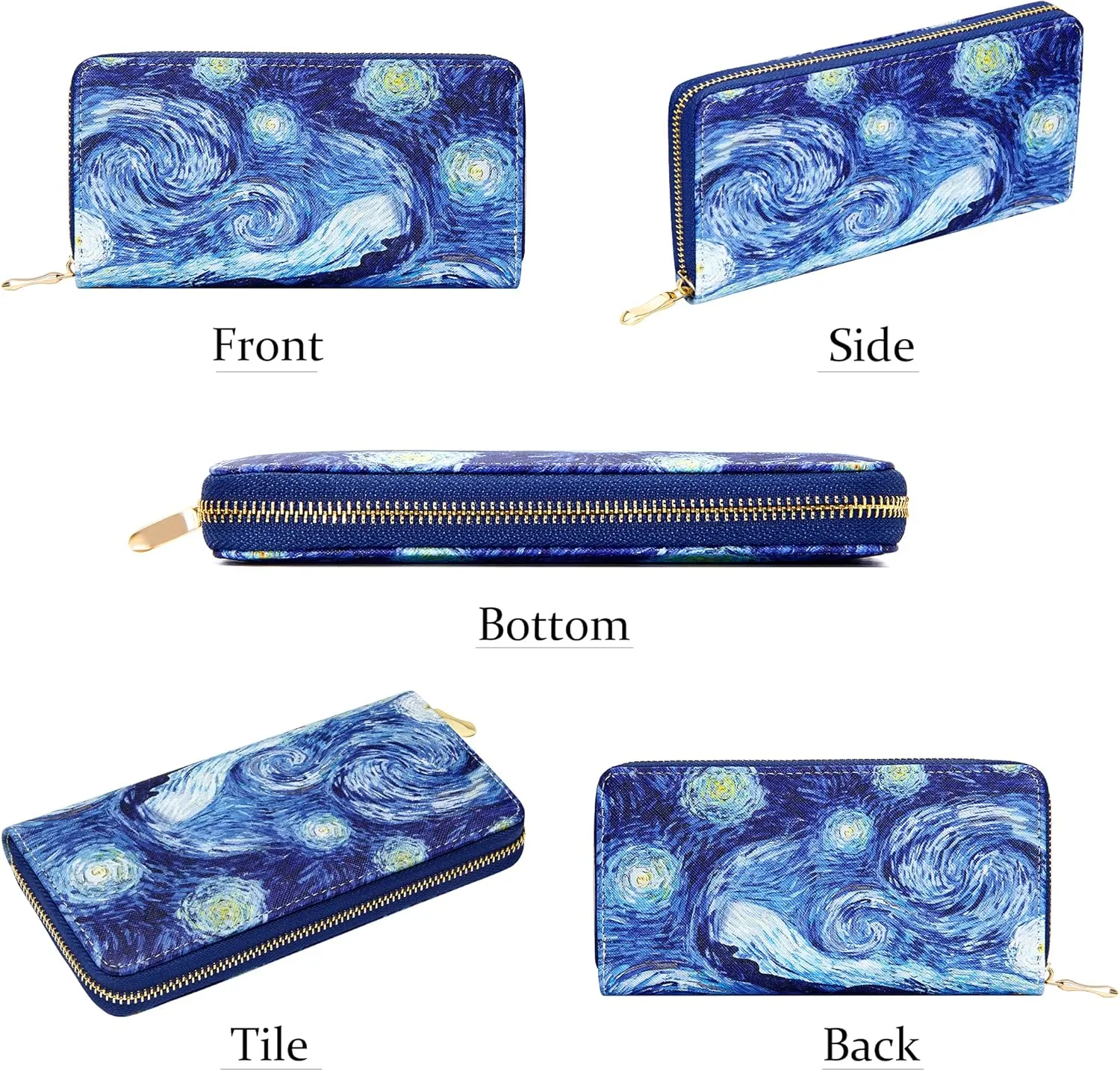 KUKOO Women’s Printed Zip Around Wallet Phone Clutch Purse Card Holder Organizer
