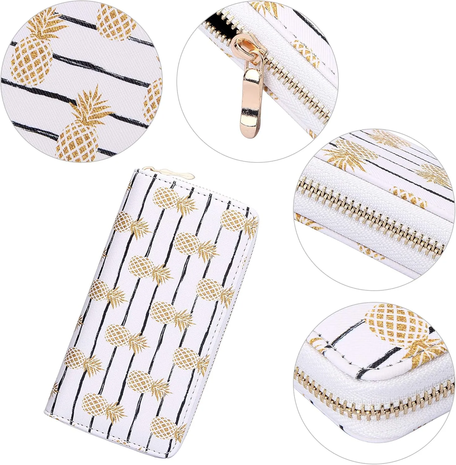 KUKOO Women’s Printed Zip Around Wallet Phone Clutch Purse Card Holder Organizer