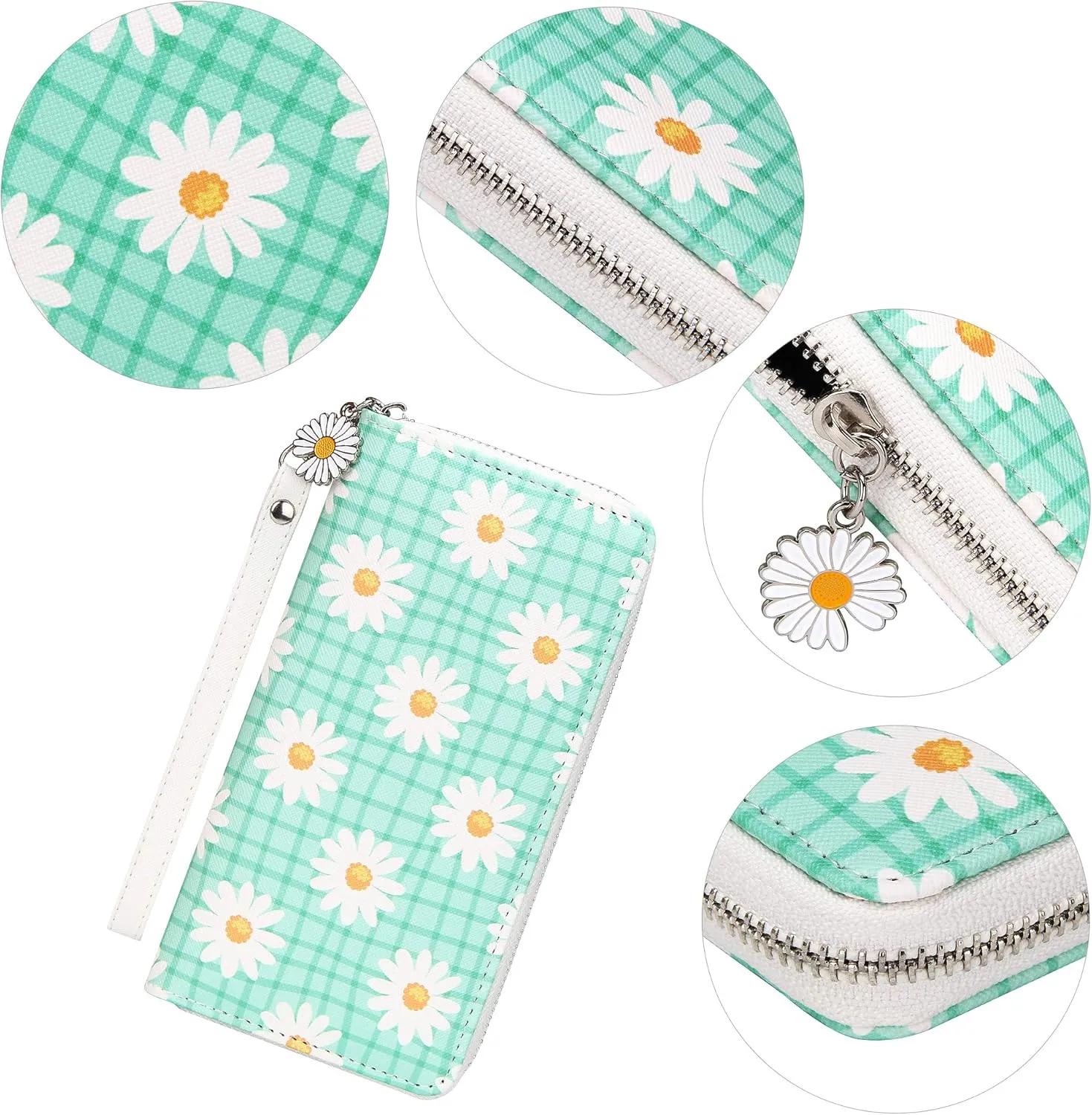KUKOO Women’s Printed Zip Around Wallet Phone Clutch Purse Card Holder Organizer