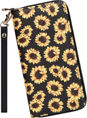 KUKOO Women’s Printed Zip Around Wallet Phone Clutch Purse Card Holder Organizer