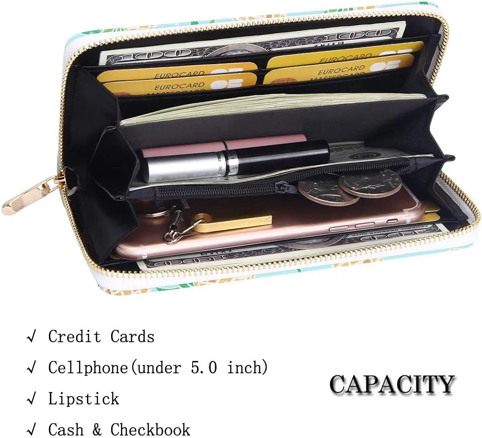 KUKOO Women’s Printed Zip Around Wallet Phone Clutch Purse Card Holder Organizer