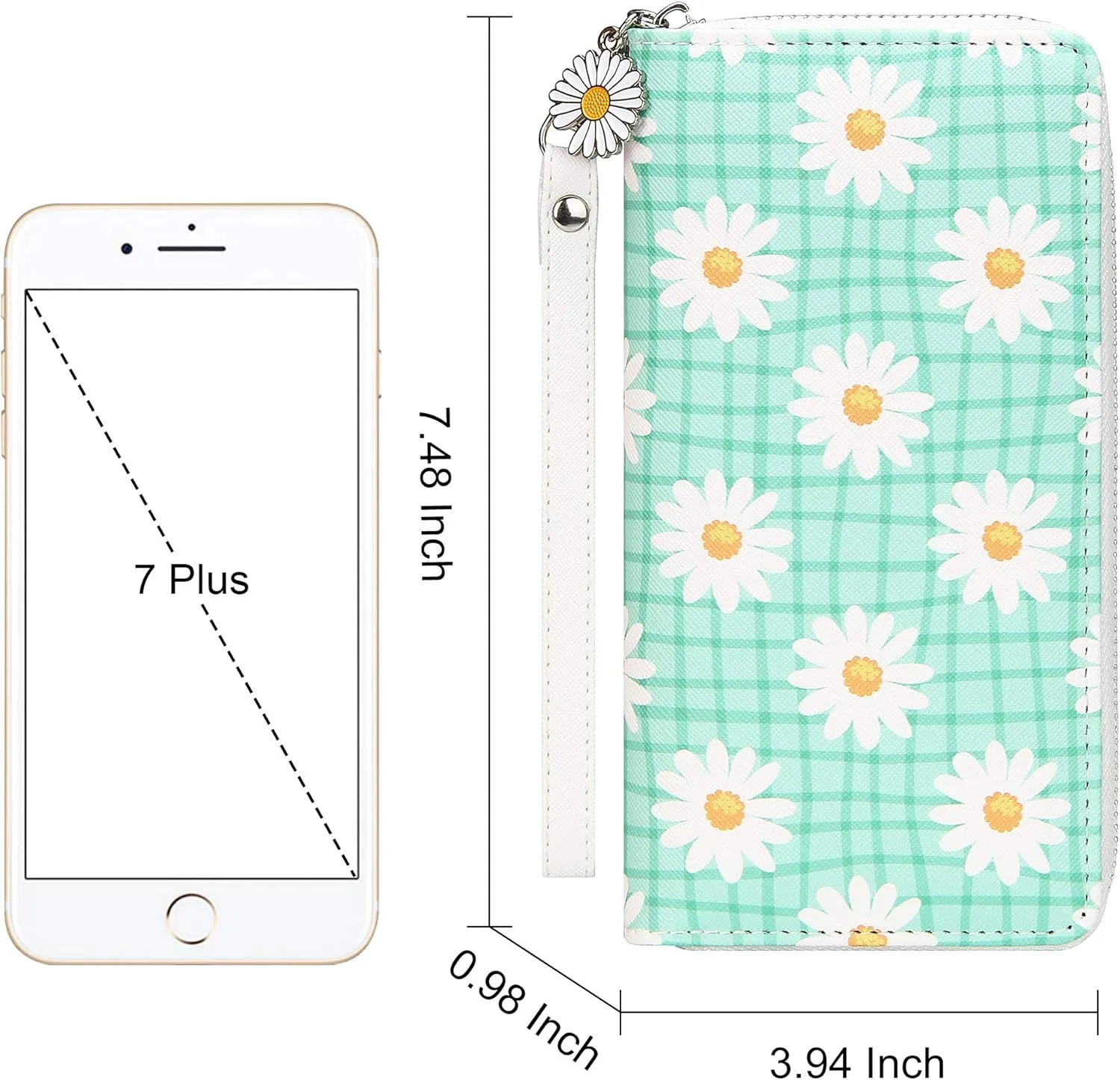 KUKOO Women’s Printed Zip Around Wallet Phone Clutch Purse Card Holder Organizer