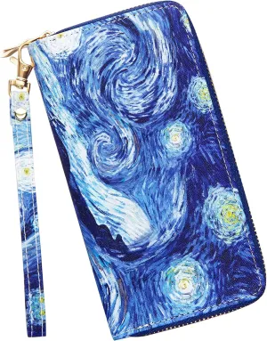 KUKOO Women’s Printed Zip Around Wallet Phone Clutch Purse Card Holder Organizer