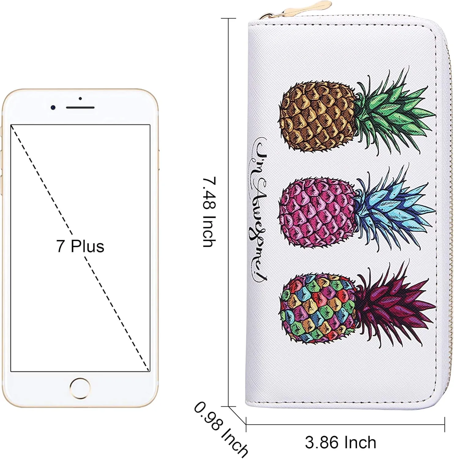 KUKOO Women’s Printed Zip Around Wallet Phone Clutch Purse Card Holder Organizer