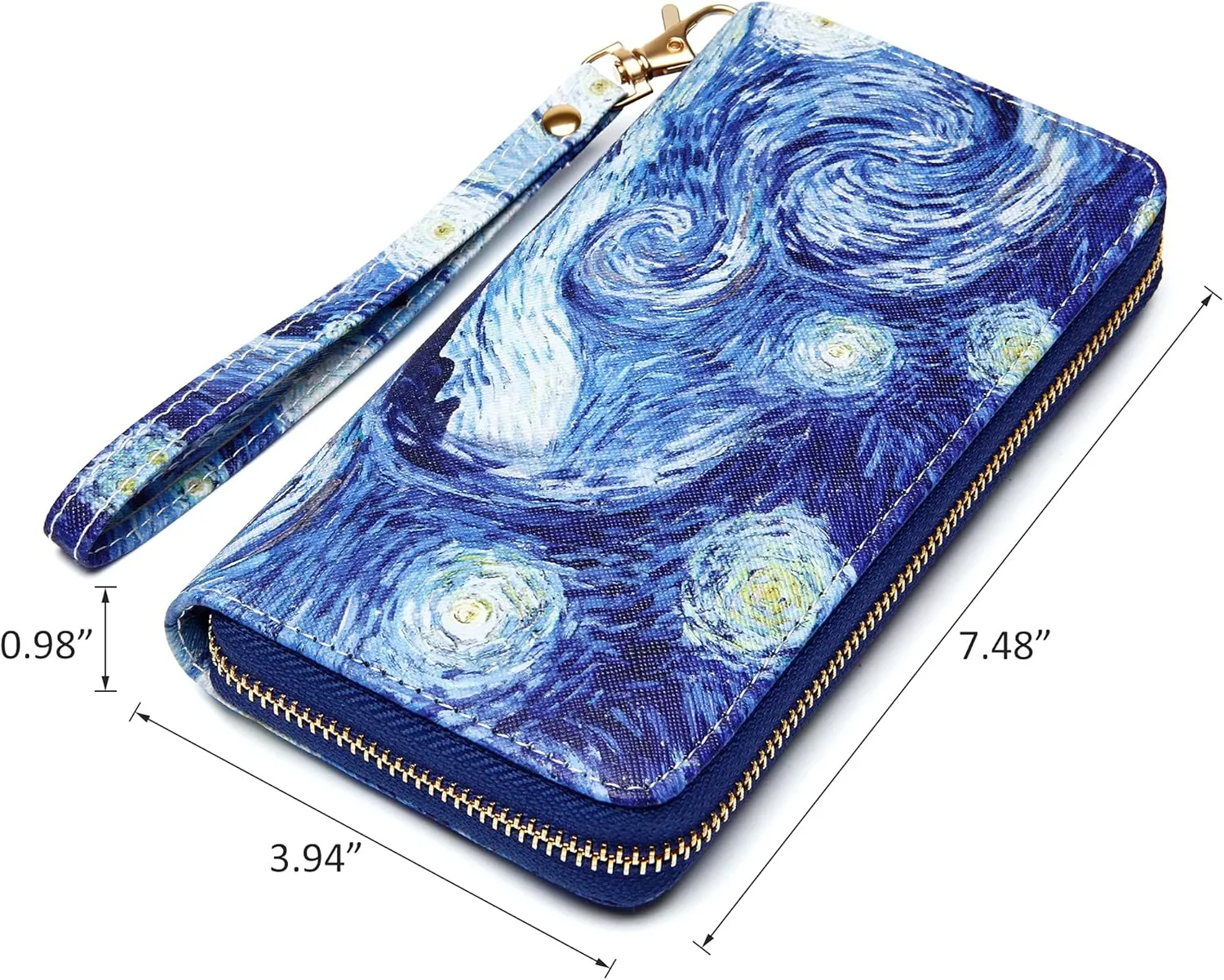 KUKOO Women’s Printed Zip Around Wallet Phone Clutch Purse Card Holder Organizer