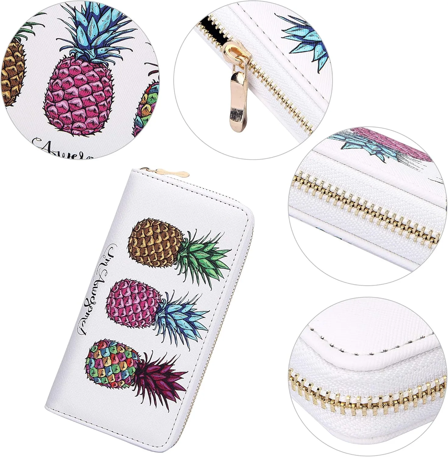 KUKOO Women’s Printed Zip Around Wallet Phone Clutch Purse Card Holder Organizer