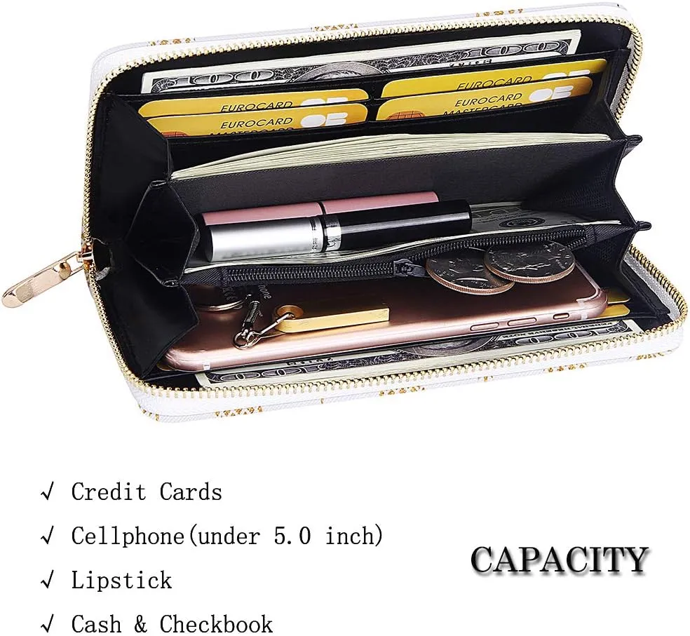 KUKOO Women’s Printed Zip Around Wallet Phone Clutch Purse Card Holder Organizer