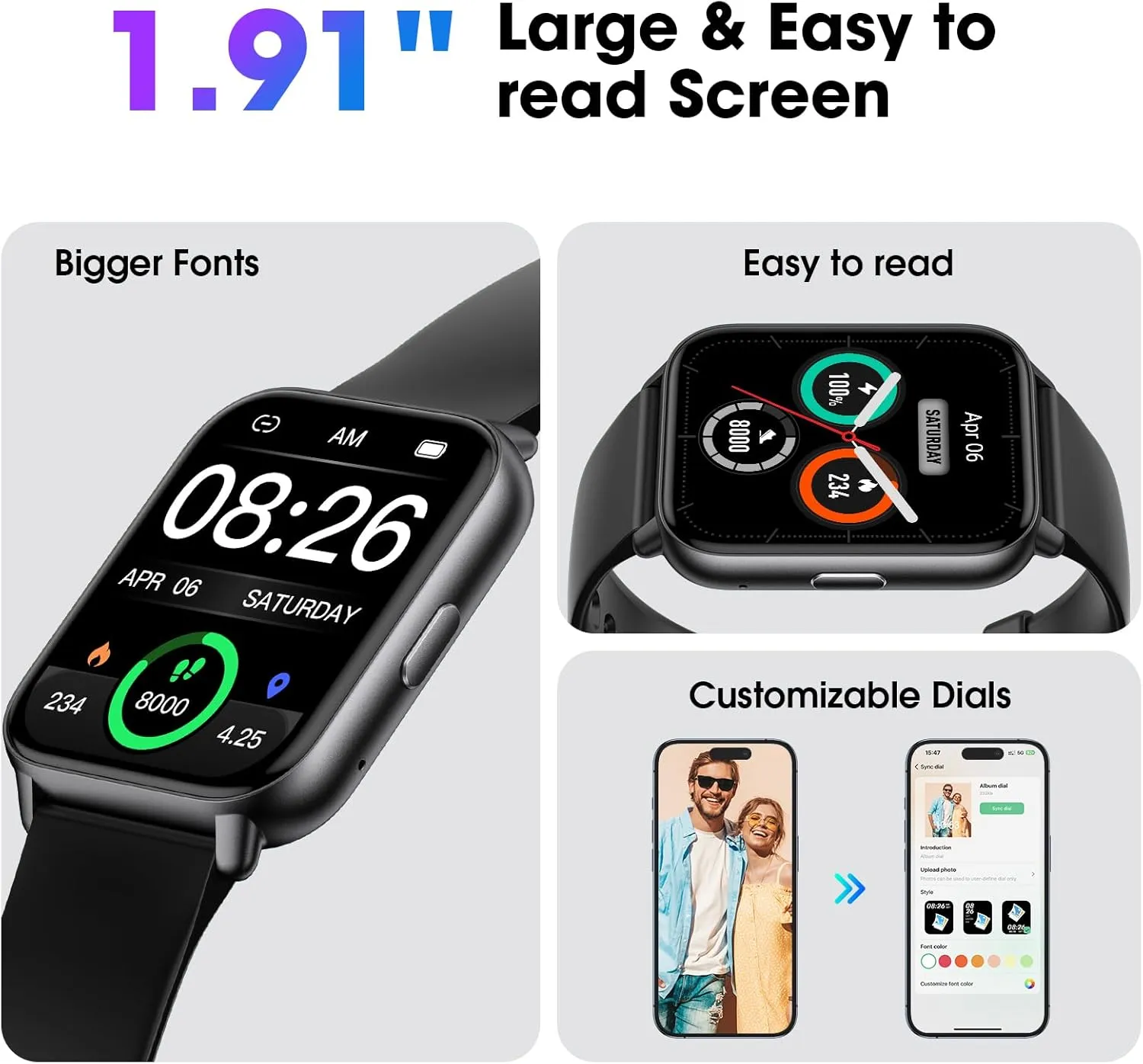 Kummel Smart Watch for Men Women, No App/Phone Required, Fitness Tracker with Pedometer, Bluetooth Call (Answer/Make Call), Heart Rate Blood Oxygen Monitor Step Counter, 100  Sports Modes