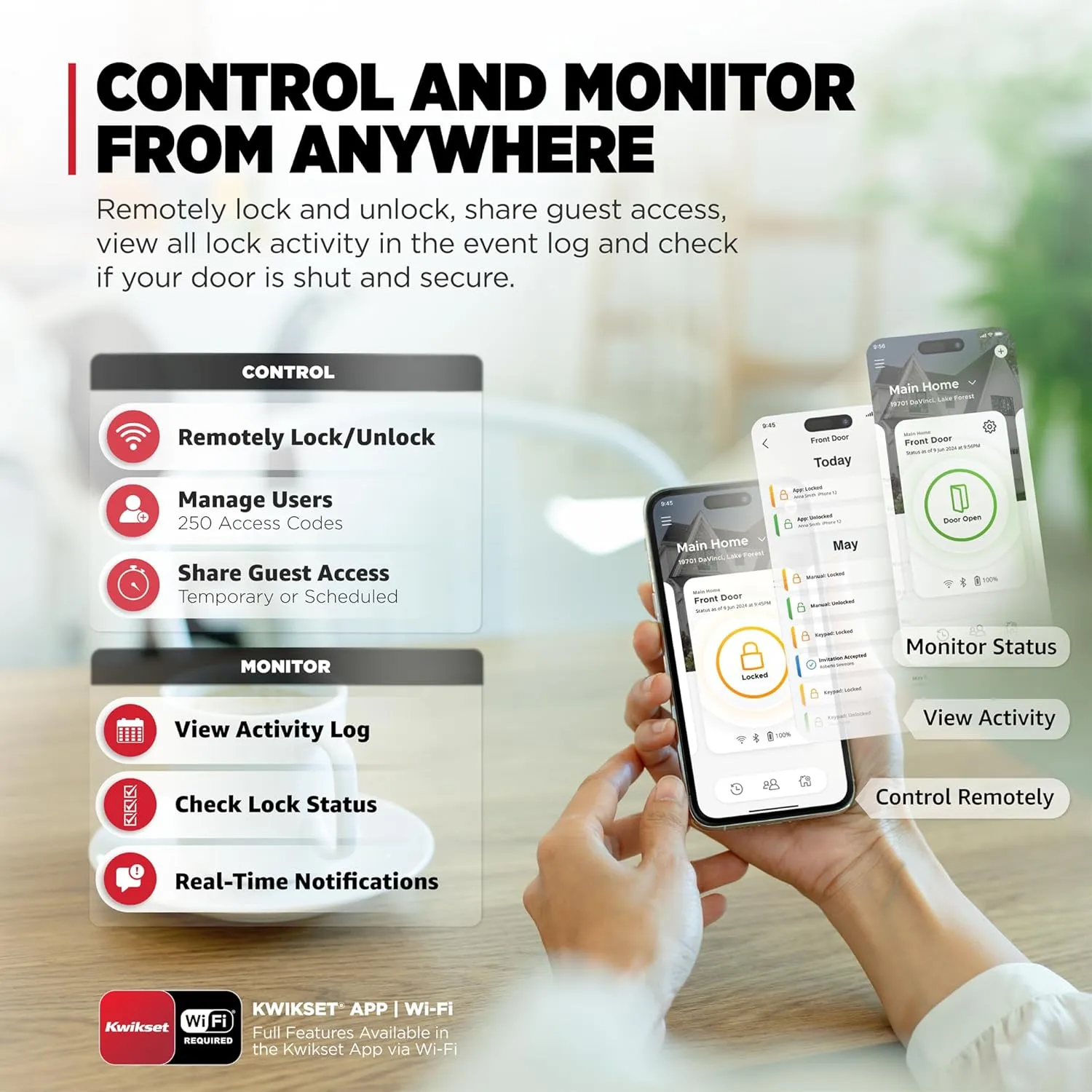 Kwikset Halo Select Smart Lock Keyless Entry Door Lock Wi-Fi and Matter Enabled Deadbolt No Hub Needed, Geofence Auto-Unlock, Grade AAA Certified, Easy Install, Satin Nickel Lifetime Finish Warranty