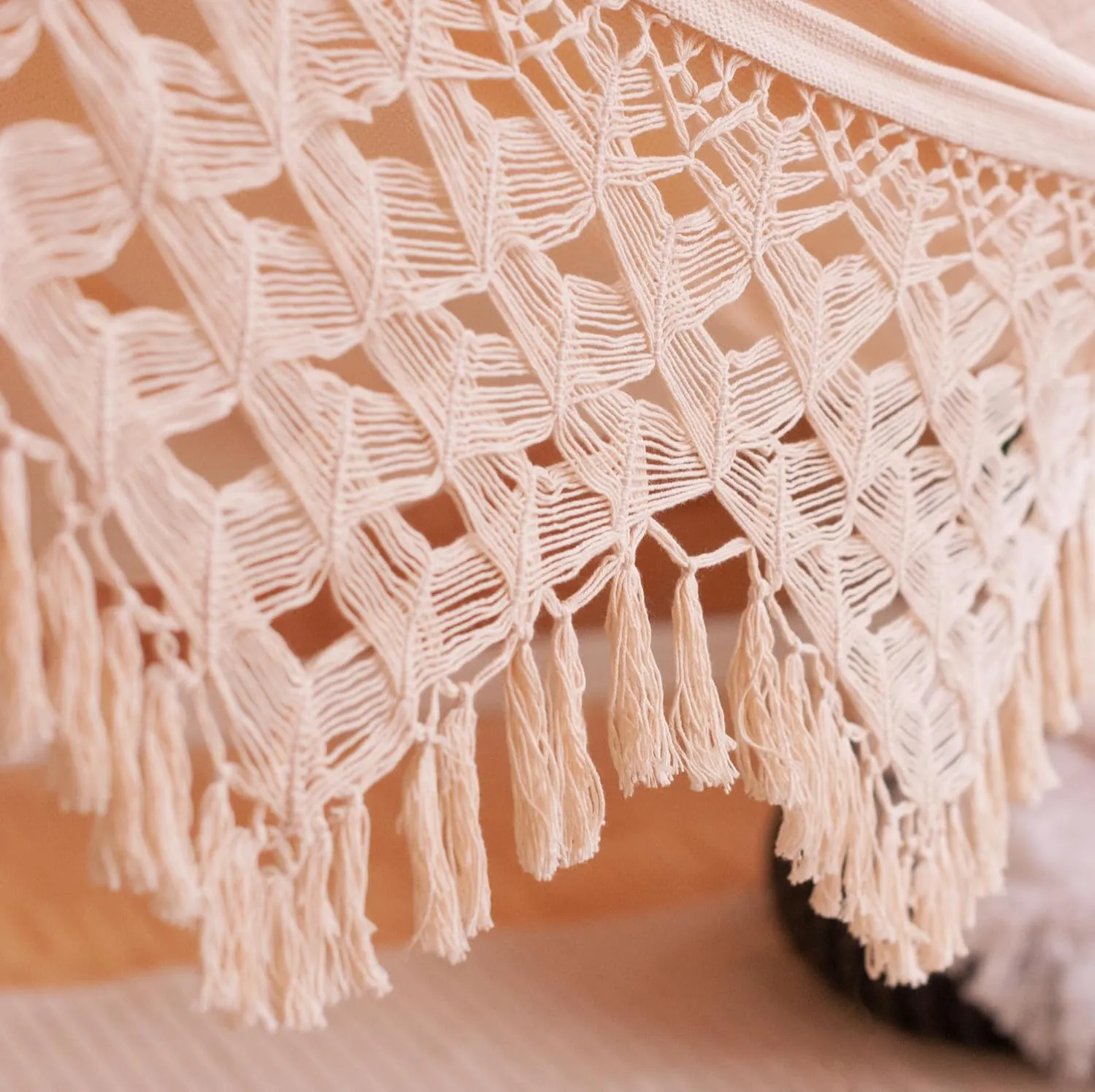 LA SIESTA® - XL King Bossanova Brazilian Hammock - Luxurious Comfort, Organic Cotton Handmade in Brazil - Boho Hammock, Macrame Hammock - Extra-Wide Indoor Hammock Bed for Relaxation - Latte