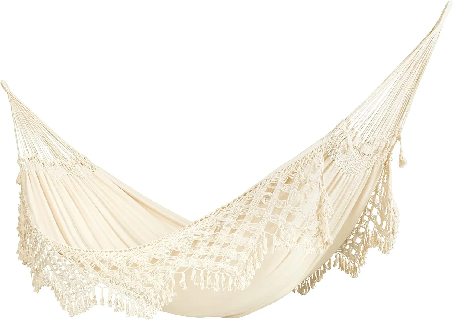 LA SIESTA® - XL King Bossanova Brazilian Hammock - Luxurious Comfort, Organic Cotton Handmade in Brazil - Boho Hammock, Macrame Hammock - Extra-Wide Indoor Hammock Bed for Relaxation - Latte