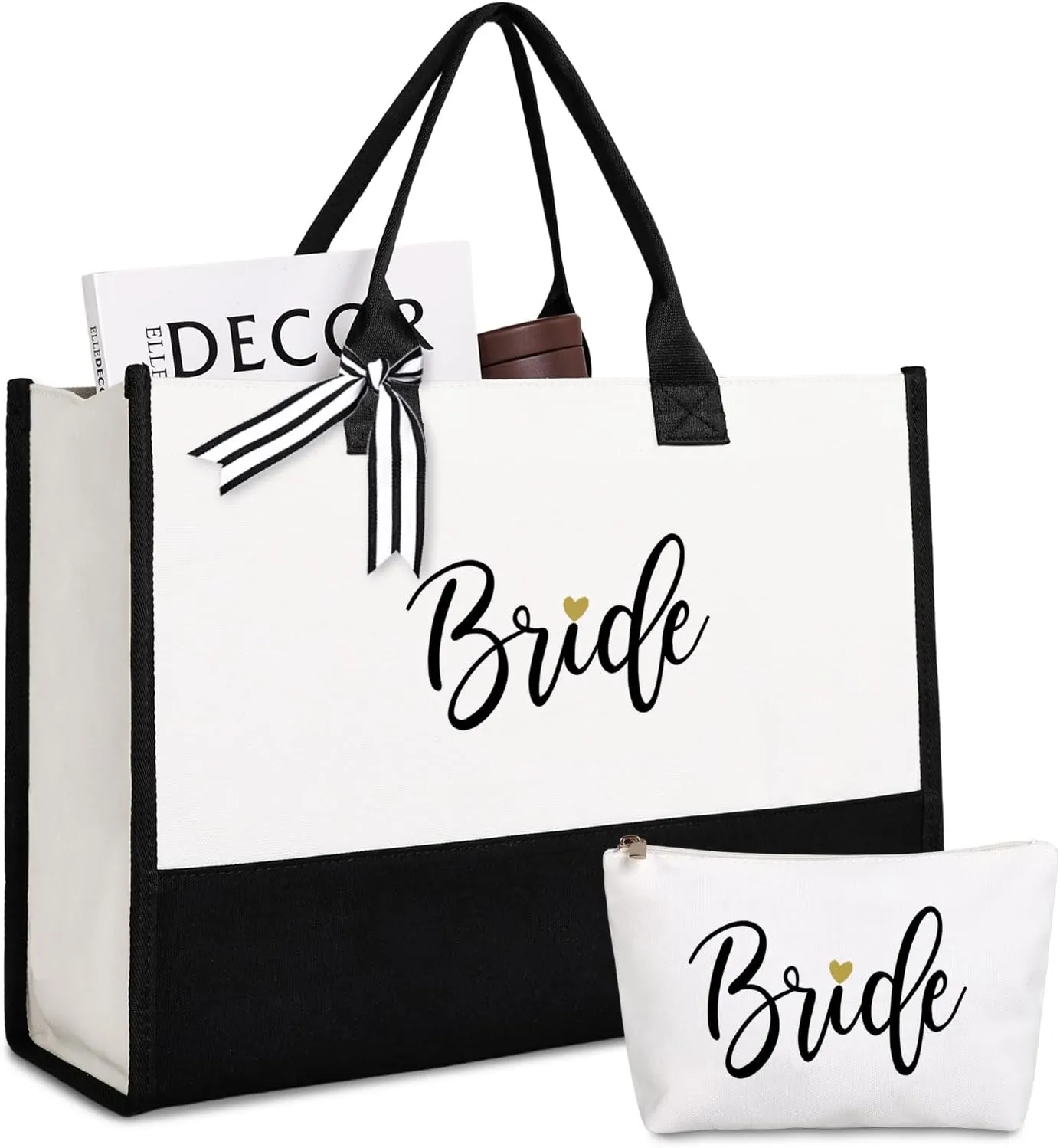 Lamyba Bride To Be Gifts for Wedding, Bridal Shower Gifts, Bachelorette Party, Engagement,Honeymoon, Bride Bag Tote with Makeup Bag