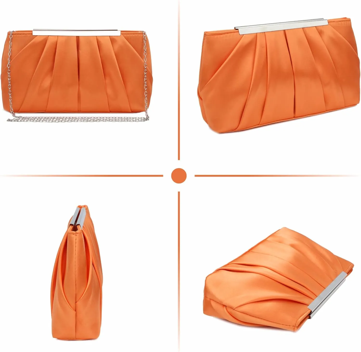 Lanpet Women's Satin Evening Clutch Bag Elegant Pleated Formal Handbag Simple Classic Purse for Women