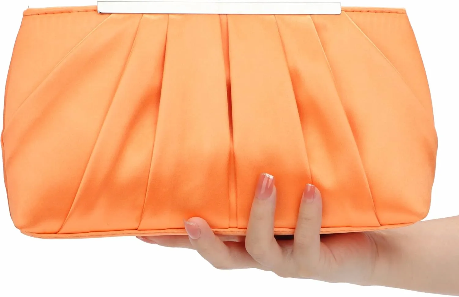 Lanpet Women's Satin Evening Clutch Bag Elegant Pleated Formal Handbag Simple Classic Purse for Women