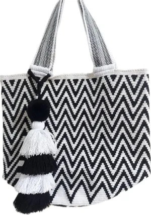 LARGE Handmade SUSU Wayuu Crochet Tote Bag, Woven Mochila, Colombian Tribal Bag, Beach Bag