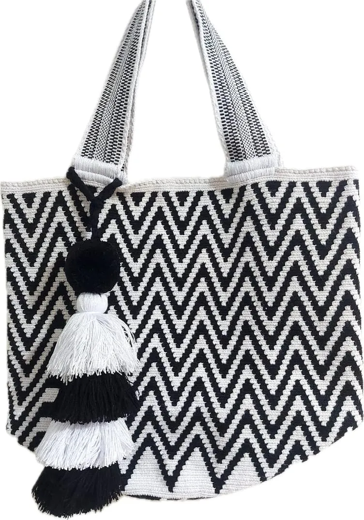LARGE Handmade SUSU Wayuu Crochet Tote Bag, Woven Mochila, Colombian Tribal Bag, Beach Bag